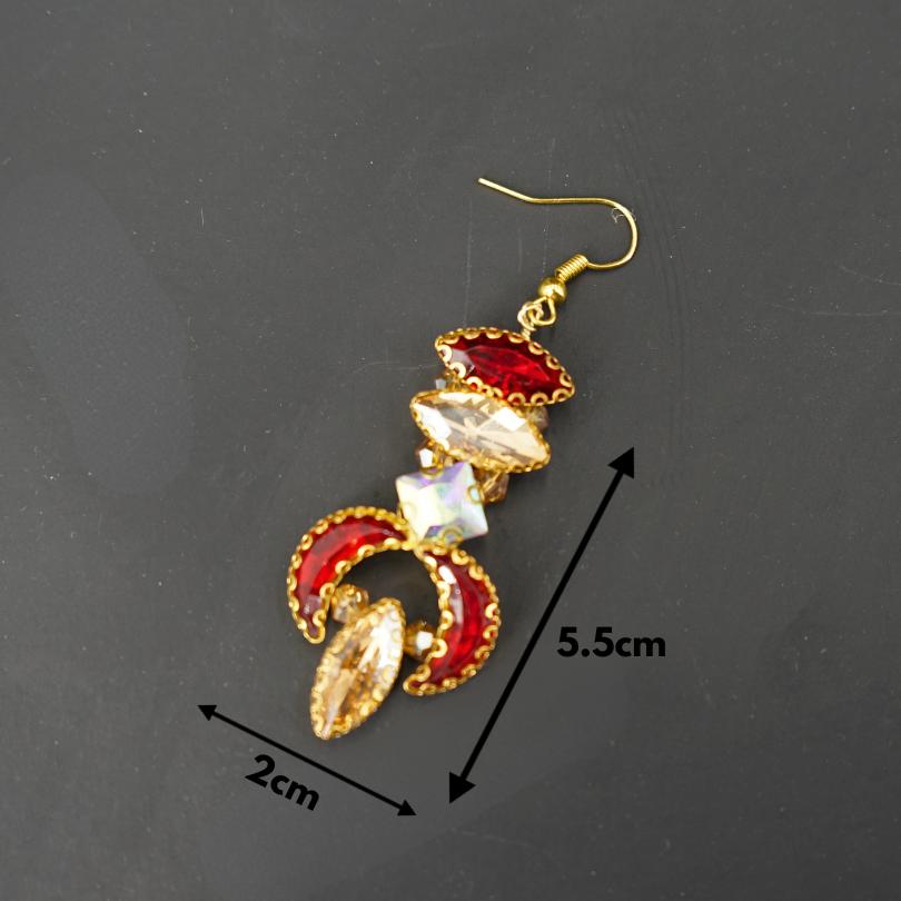 Boucles d'oreilles en cristal rouge, bijoux de mariée longs, boucles d'oreilles de mariée, boucles d'oreilles de mariée en cristal, boucles d'oreilles tendance