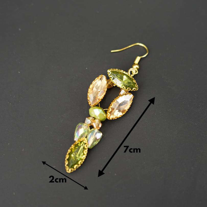 Boucles d'oreilles en forme de Swarovski, boucles d'oreilles en cristal et perles, boucles d'oreilles de mariage couleur vert