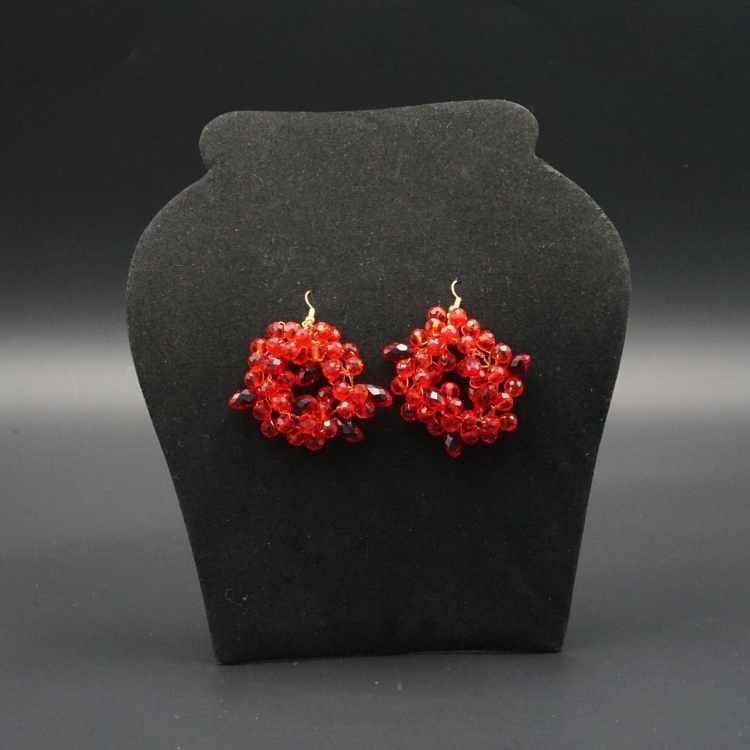 Boucles d'oreille rouges pour mariée , modèle cercles de perles