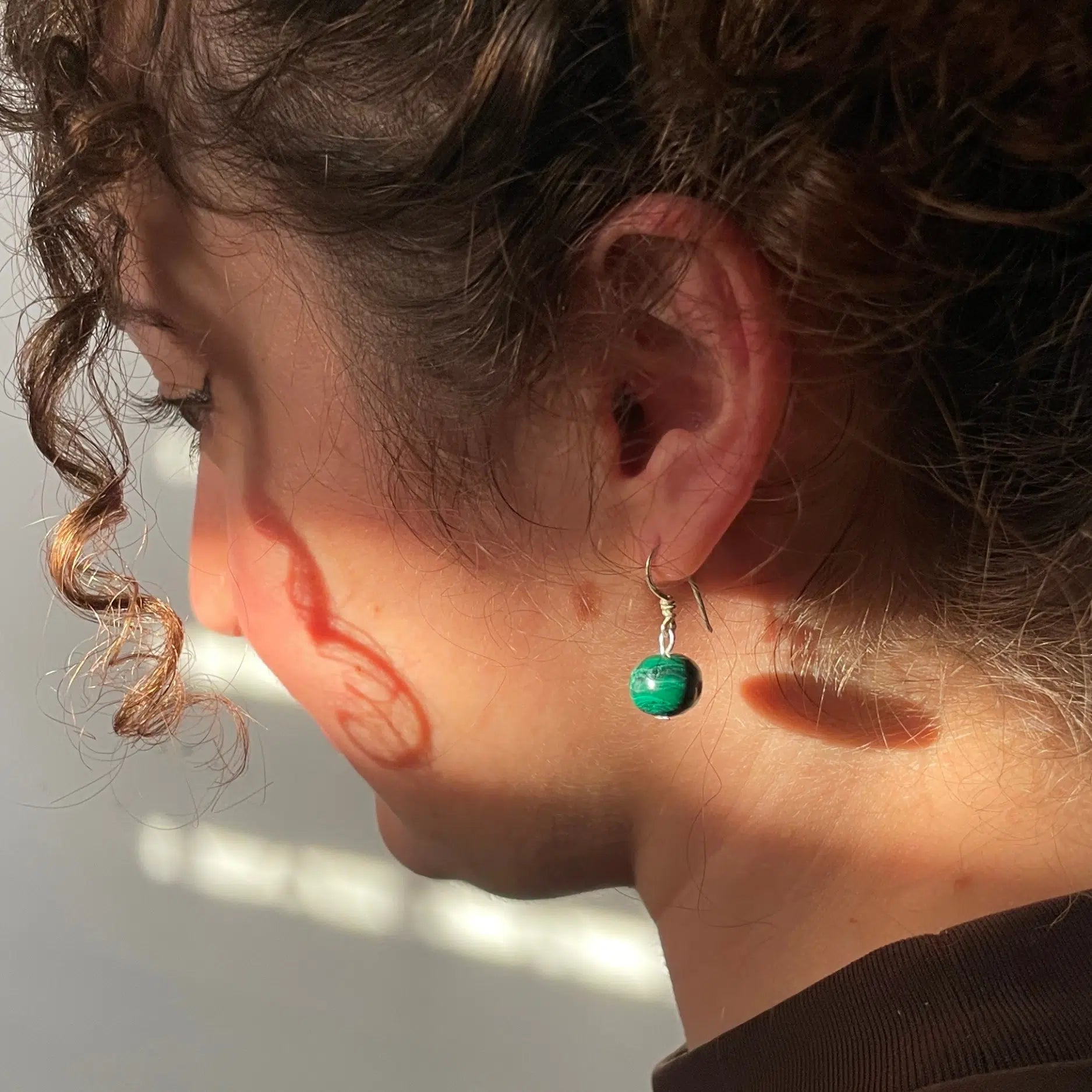 Boucle d'oreilles pierre naturelle Malachite