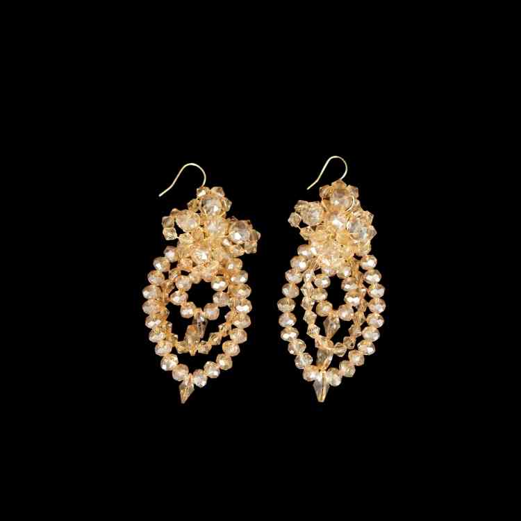 Boucles d'oreille dorées pour mariée, modèle rangée de cercles