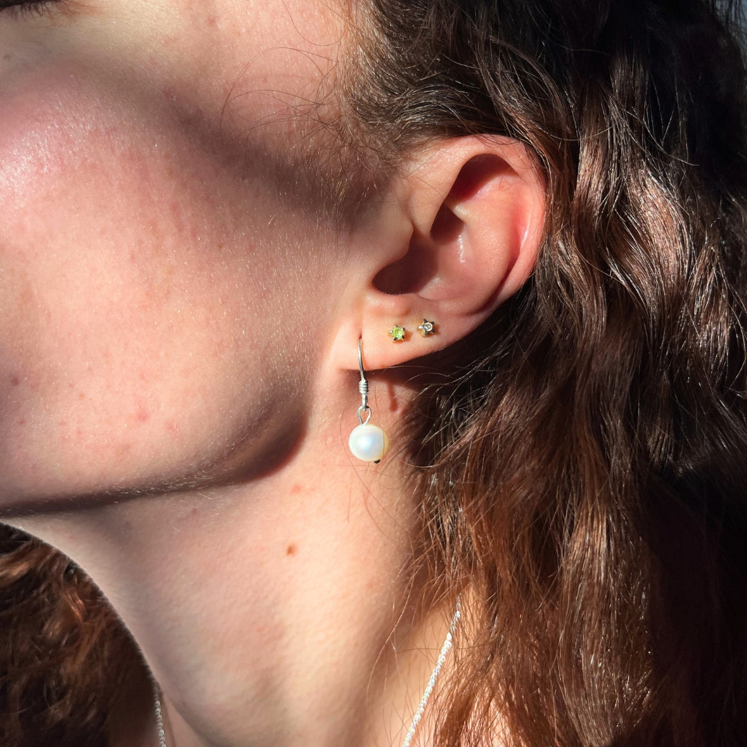 Boucles d’oreilles argent 925 avec perles rondes naturelles