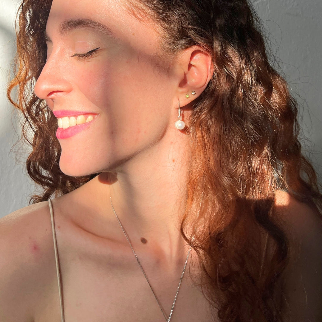 Boucles d’oreilles argent 925 avec perles rondes naturelles