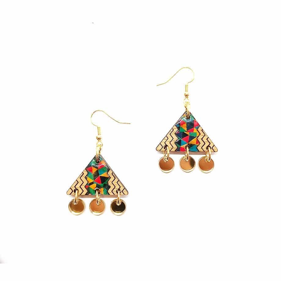 Boucles d'oreilles berbères en bois et résine Tamezret