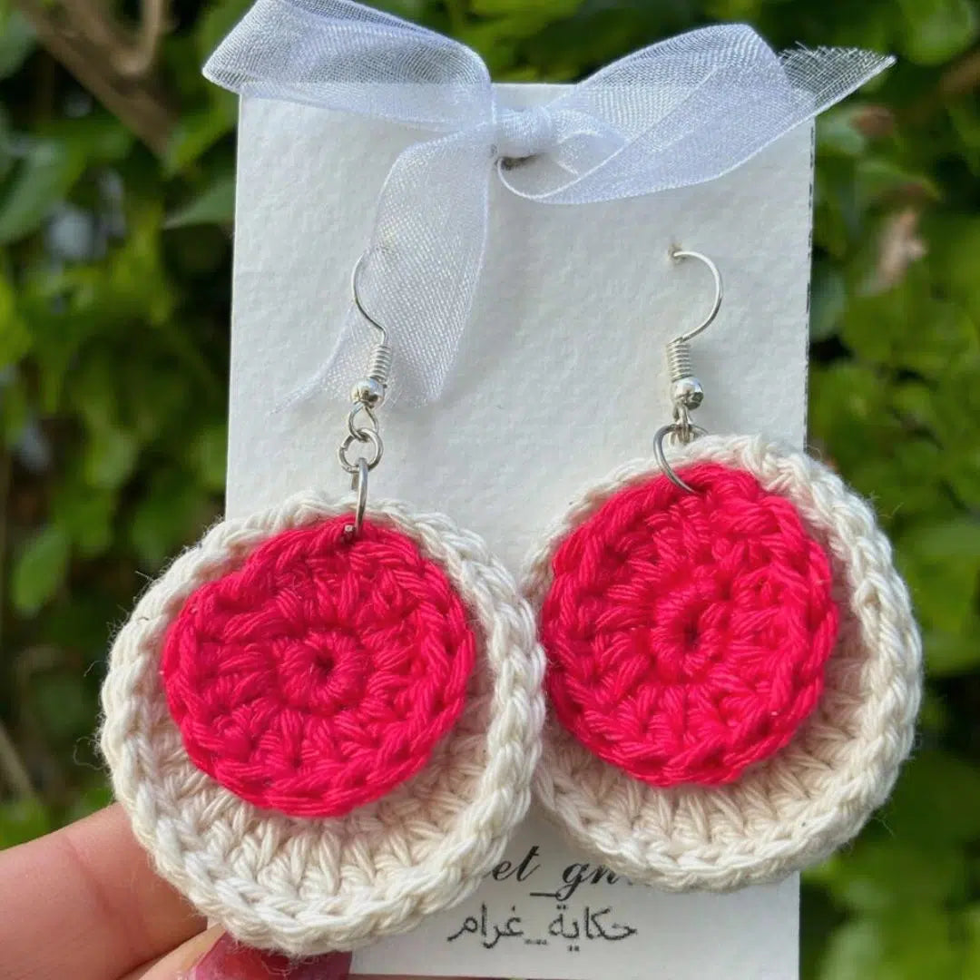 Boucles d'oreilles circulaires en crochet fait main