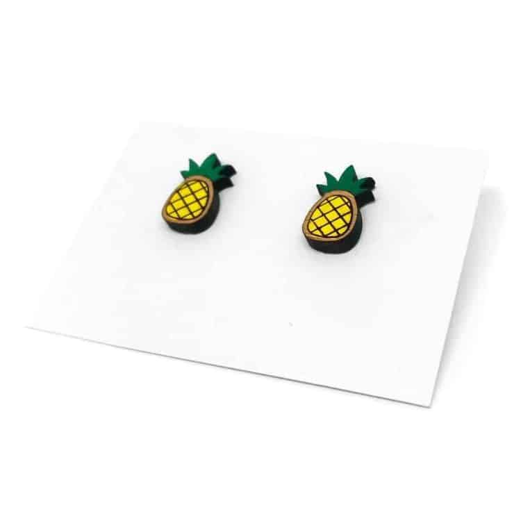 Boucles d'oreilles Ananas – Bois Massif & Peinture Acrylique