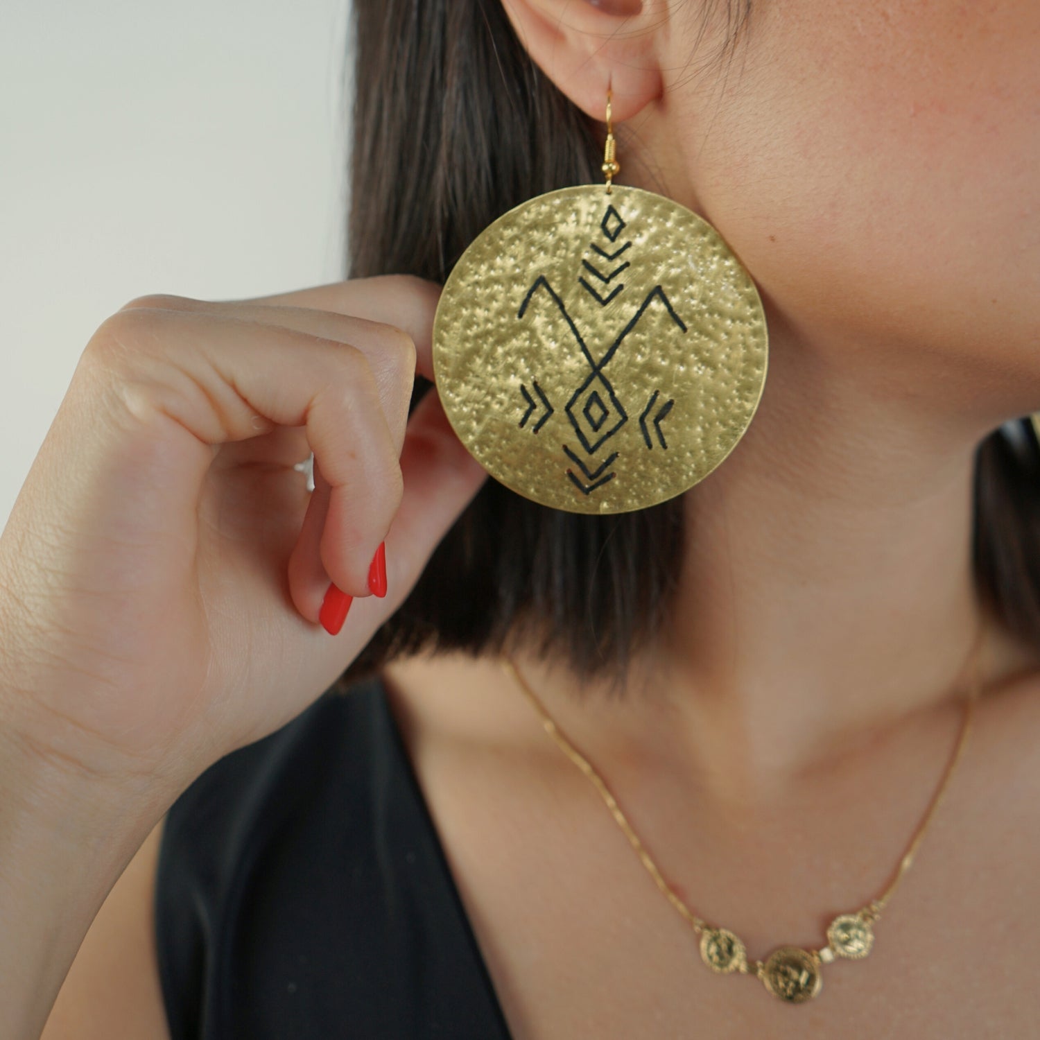 Boucles d’Oreilles en Cuivre – Berbère Brodé