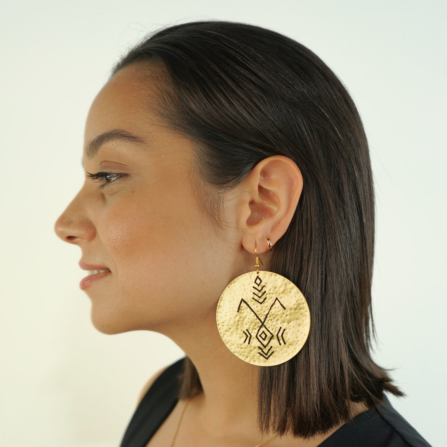 Boucles d’Oreilles en Cuivre – Berbère Brodé