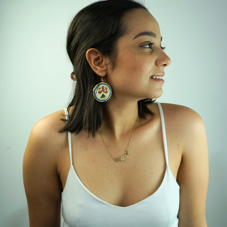 Boucles d’oreilles rondes brodées