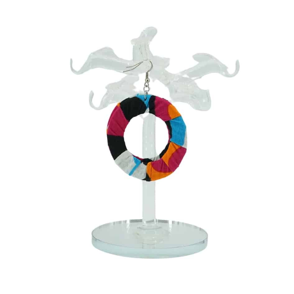 Multicolored recycled round earrings