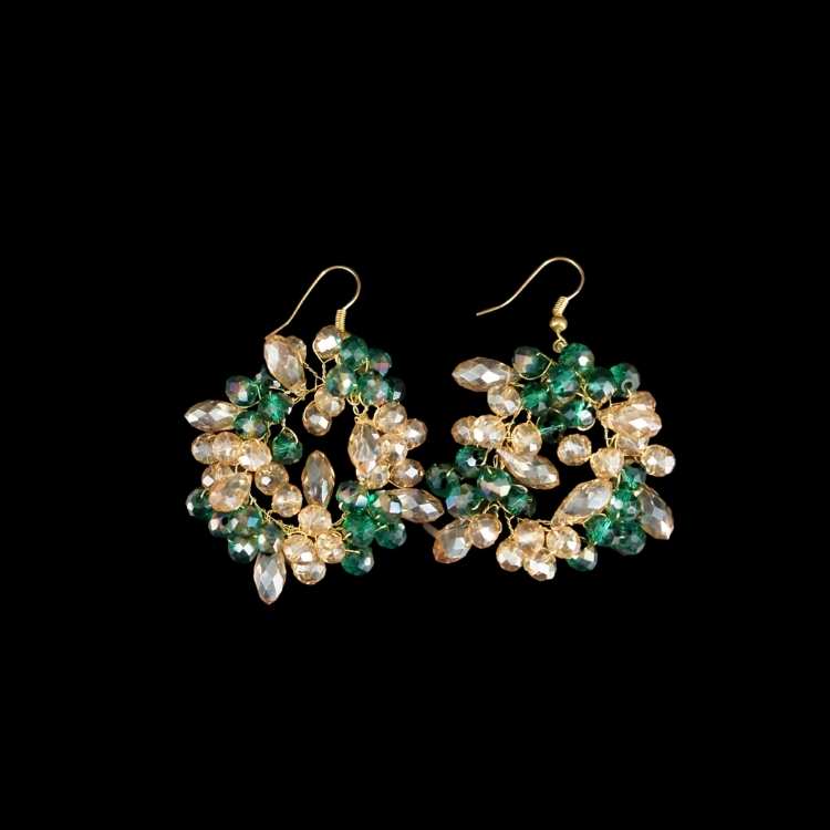 Boucles d'oreille couleur verte en cercle, pour vos accessoires de soirée et mariage