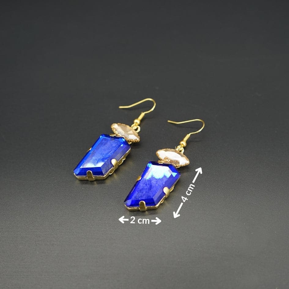 Boucles d’oreilles cristal bleu et doré pour soirée