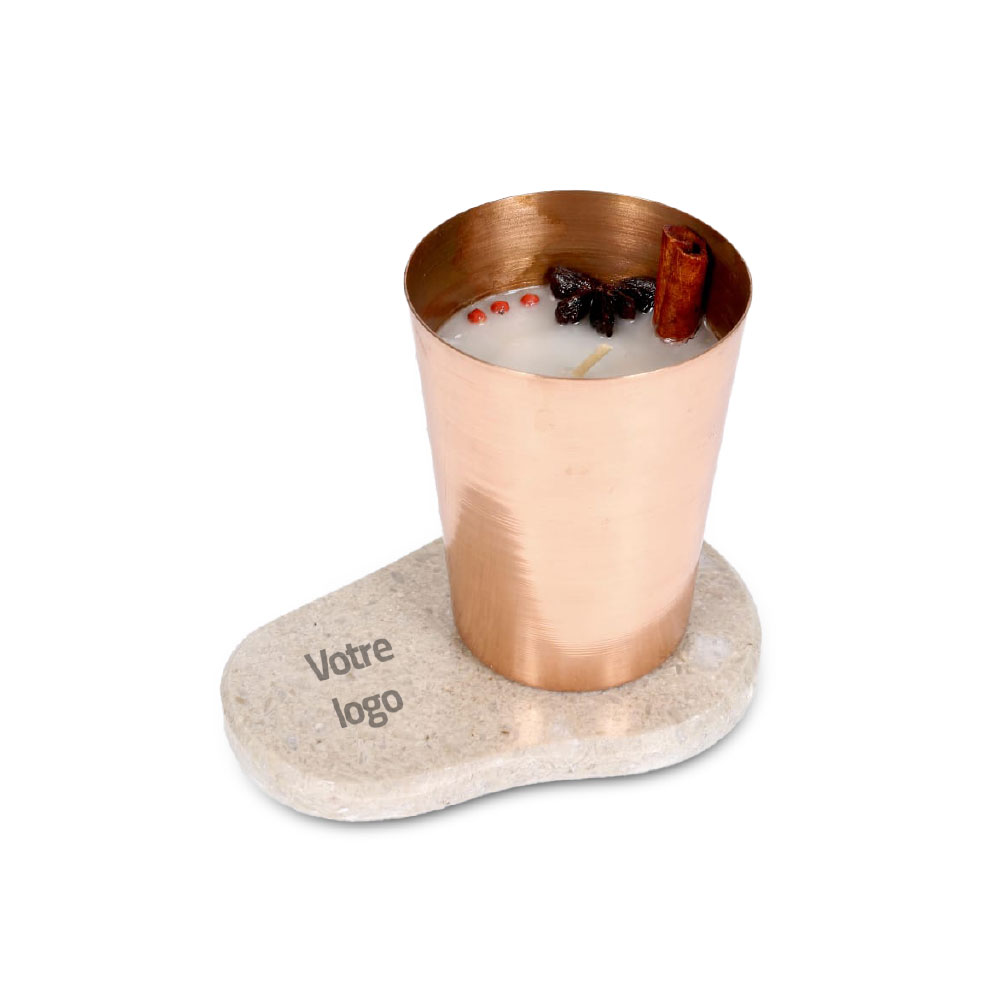 Kadhel handmade copper &amp; marble Marmo candle – 3 scents: Black Jasmine, Neroli, Lemon (10 x 8 cm)