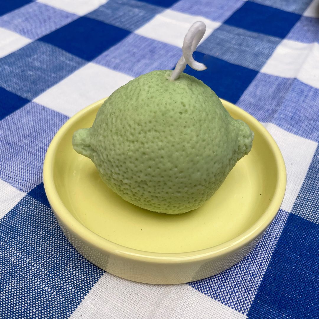 Bougie parfumée citron avec porte-Bougie en céramique