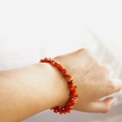 Bracelet Corail Rouge Brut pour femme, bracelet en corail naturel