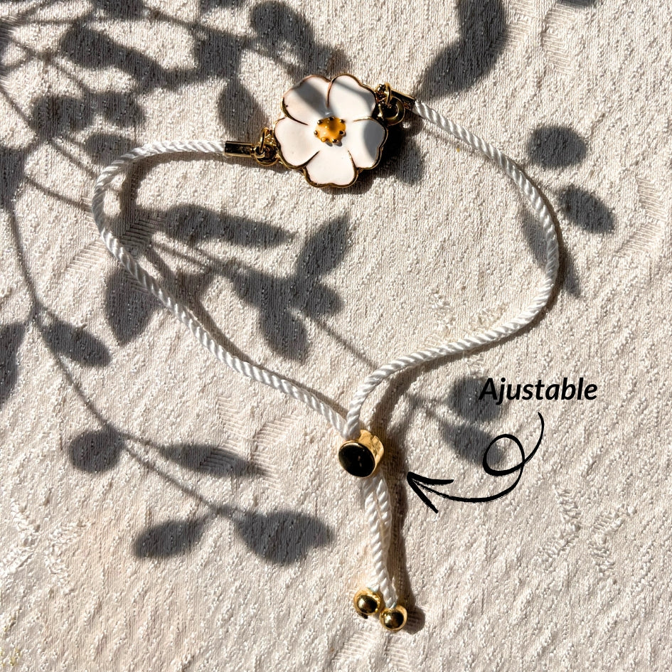 Bracelet Fleur Blanche et Doré