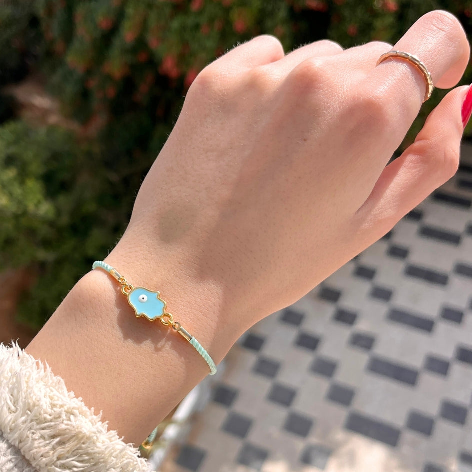 Bracelet Khamsa Bleu Ajustable