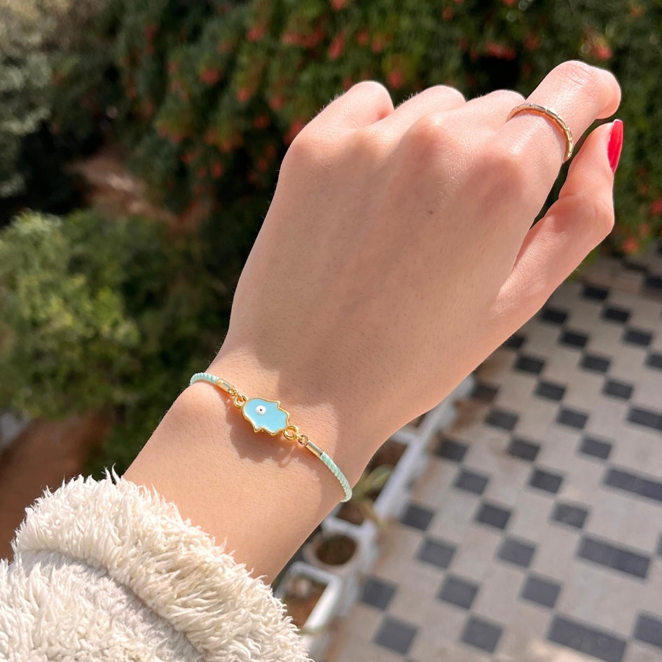 Bracelet Khamsa Bleu Ajustable