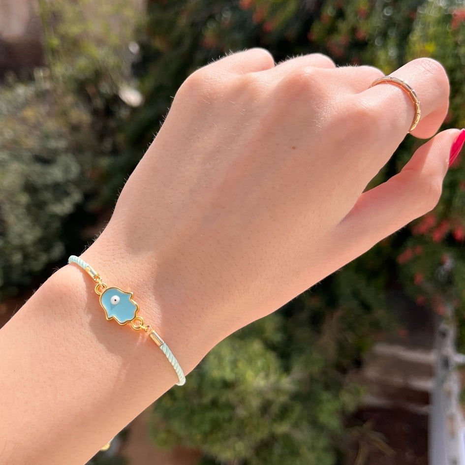 Bracelet Khamsa Bleu Ajustable