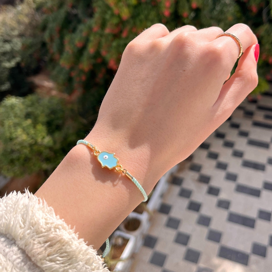 Bracelet Khamsa Bleu Ajustable