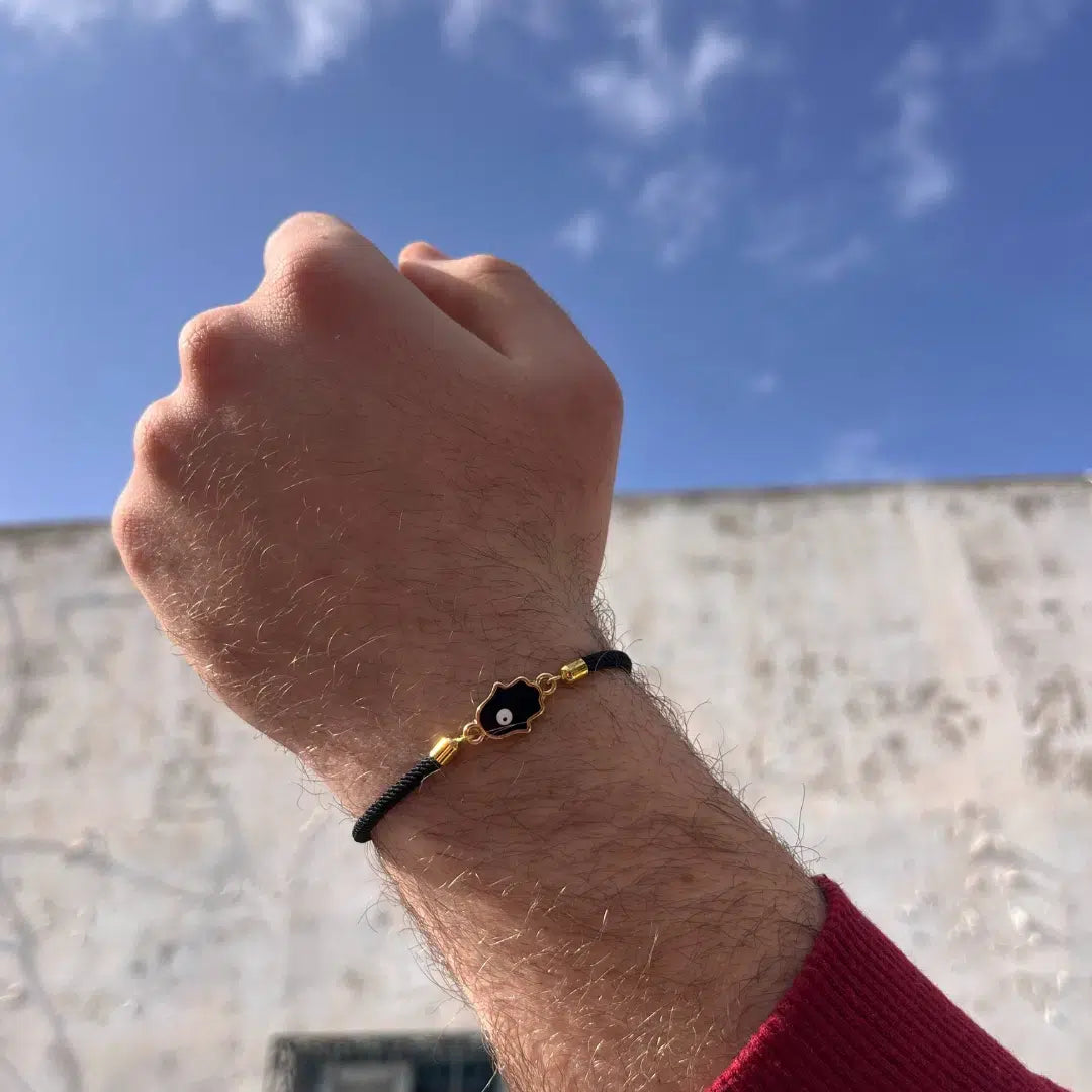 bracelet noir ajustable Khomsa pour un style unique et élégant