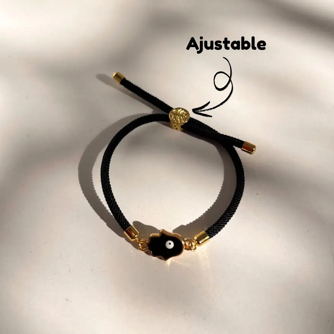 bracelet noir ajustable Khomsa pour un style unique et élégant