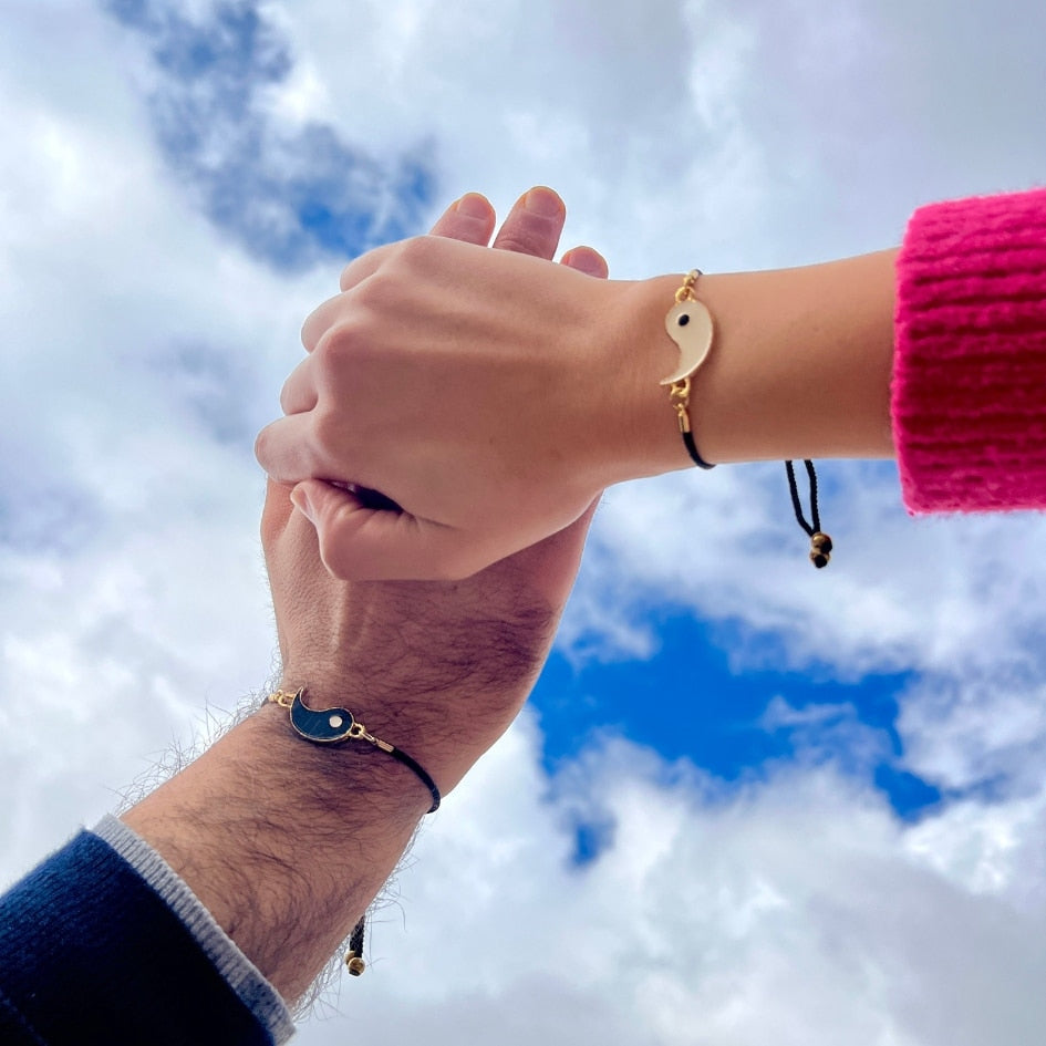 Bracelet Ying-Yang Couple en Corde - Symbole d'Équilibre et d'Harmonie