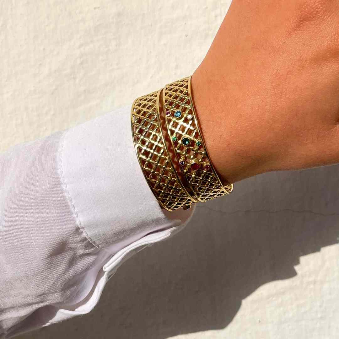 Bracelet en Argent plaqué Doré avec zircon.