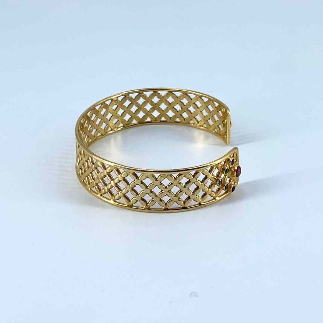 Bracelet en Argent plaqué Doré avec zircon.