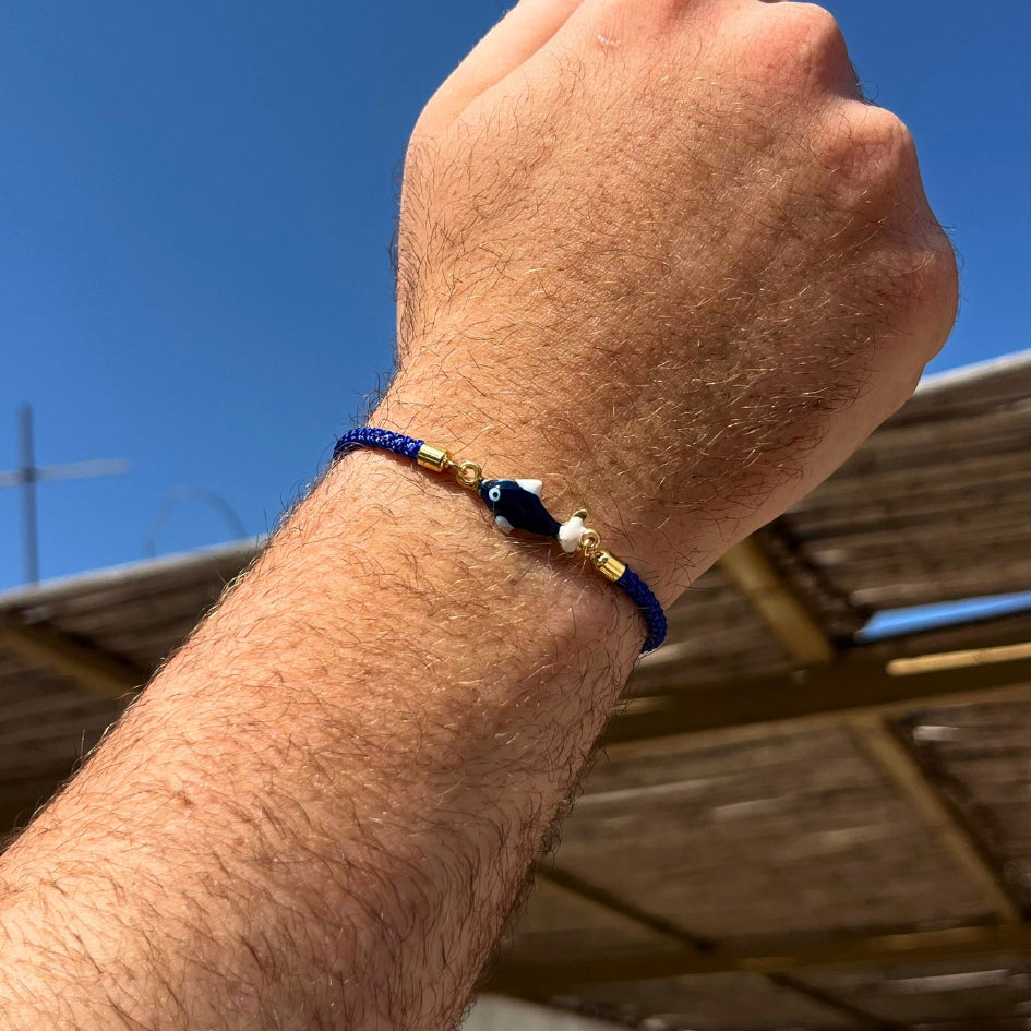 Bracelet unisexe avec poisson bleu
