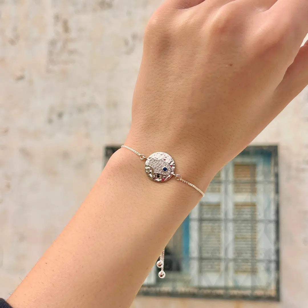 Bracelet inoxydable ajustable motif Khomsa