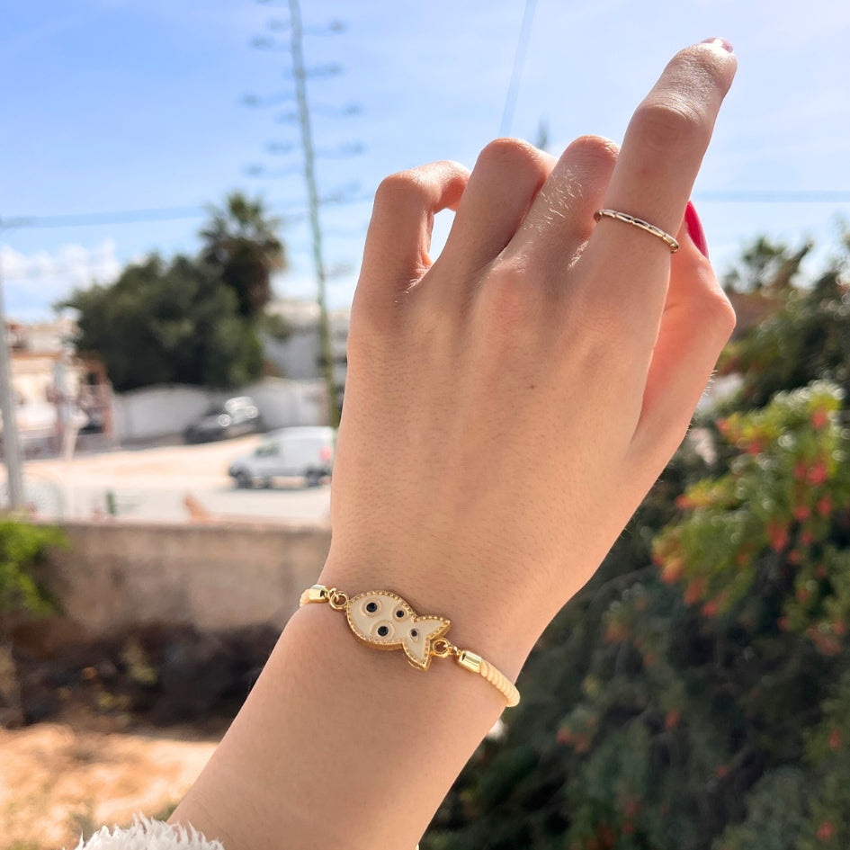 Bracelet Poisson Doré avec Œil Protecteur Ajustable – Élégance et Protection