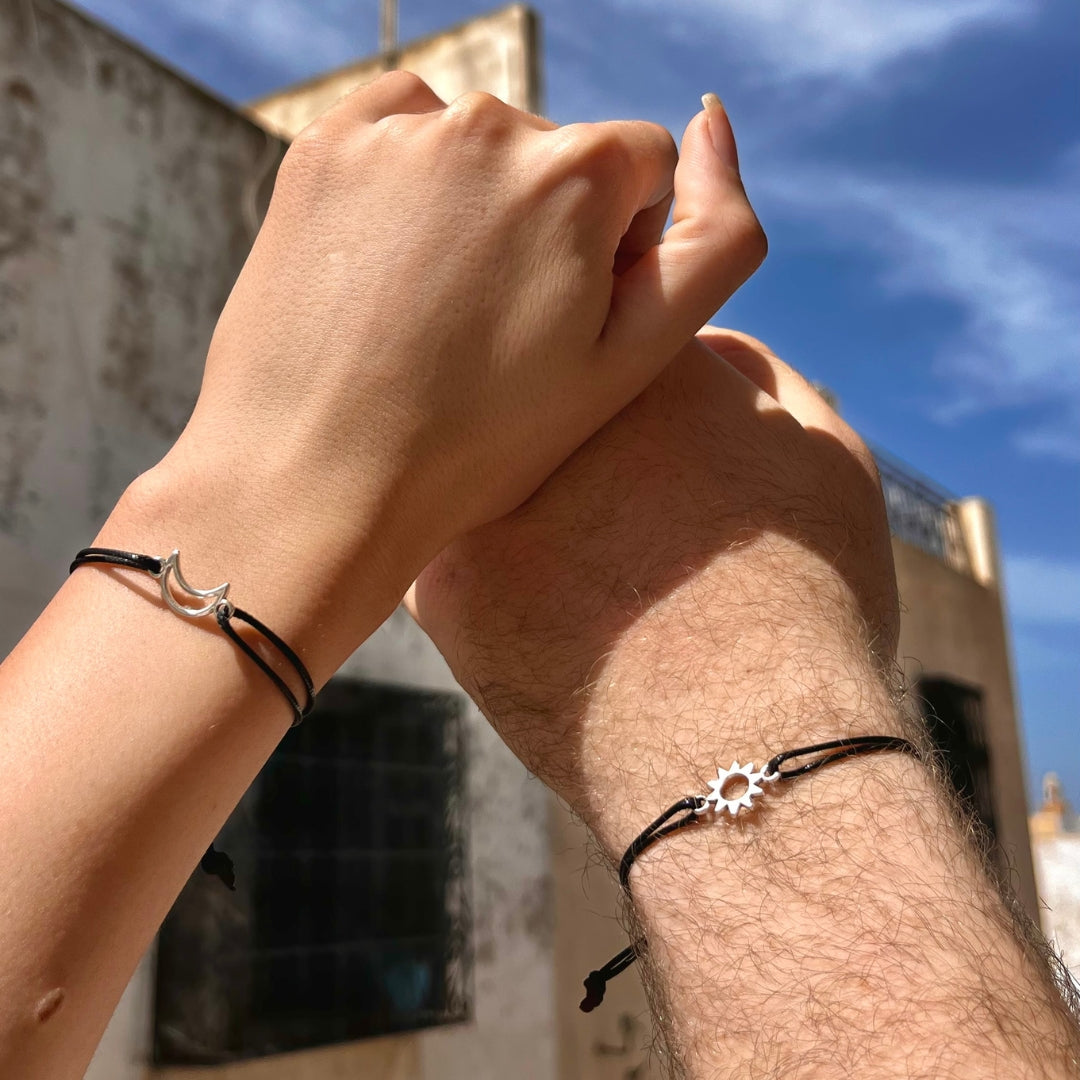 Bracelets pour couple "Soleil & Lune" ajustables