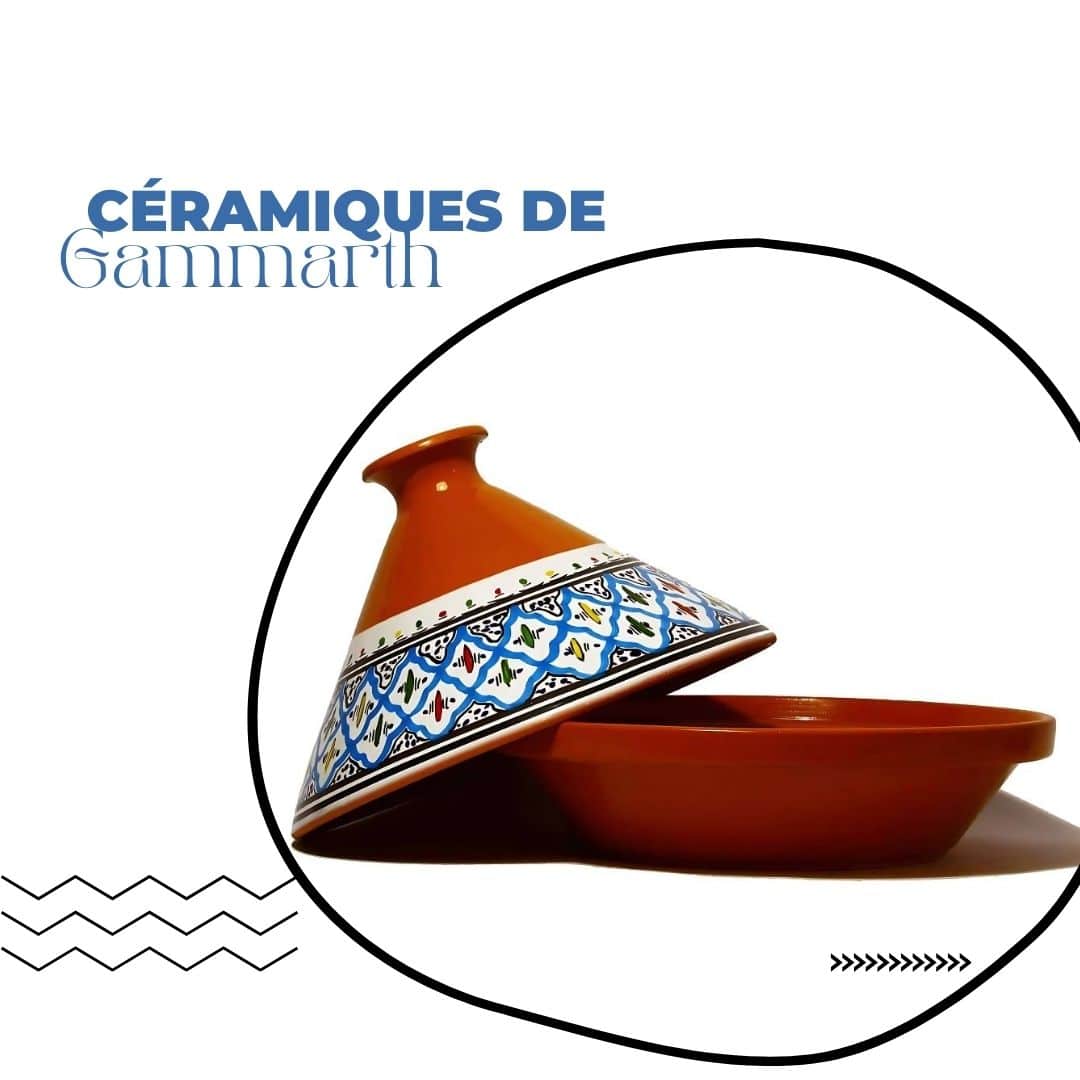 Tajine en céramique – Motif Papillon (Rouge, Bleu, Turquoise) (32 cm)