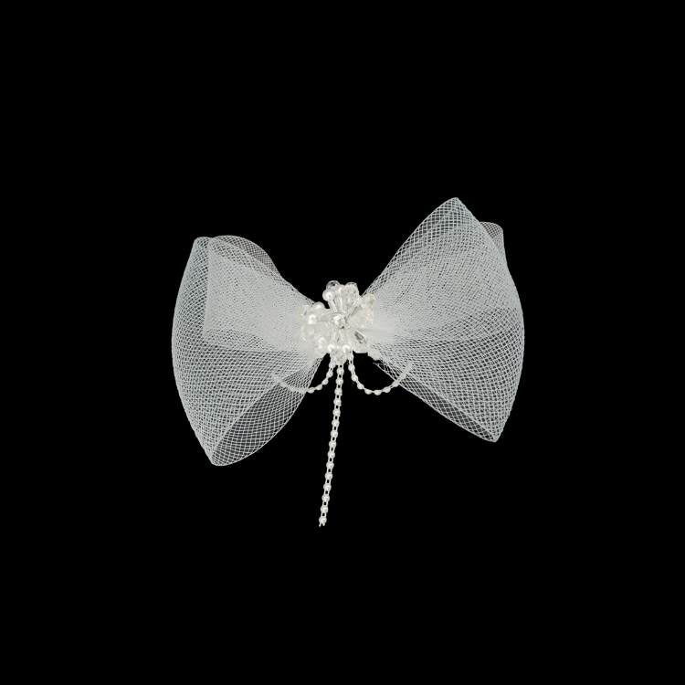 Broche nœud papillon blanc pour mariée