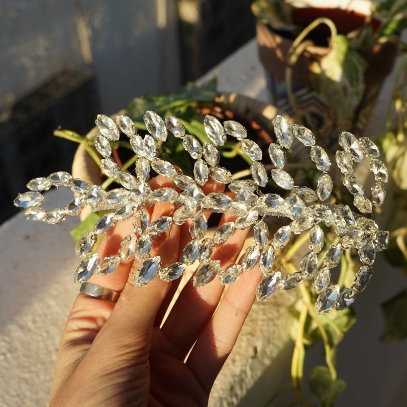 Broche de cheveux de mariée en strass, Pièce de cheveux de mariage, Halo de cheveux en cristal, Vigne de cheveux de mariée en argent, Accessoire de cheveux de mariée