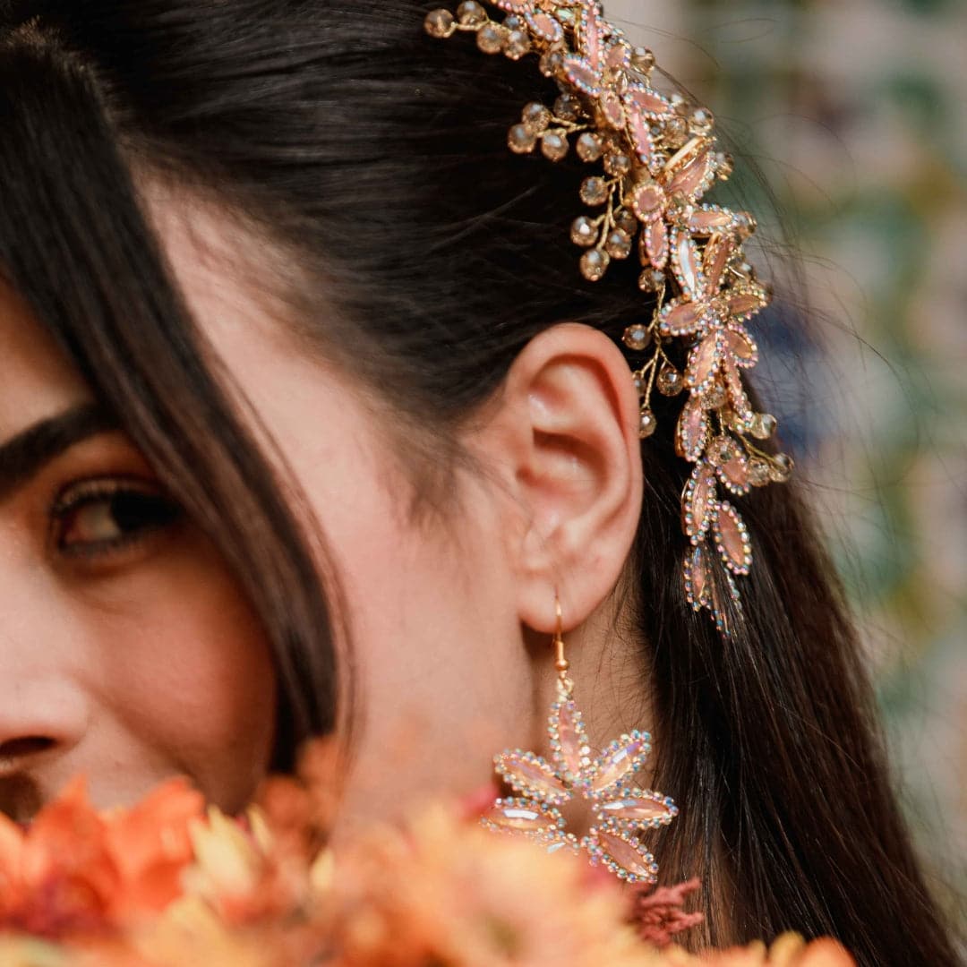 Boucles d’oreilles mariage rose poudré