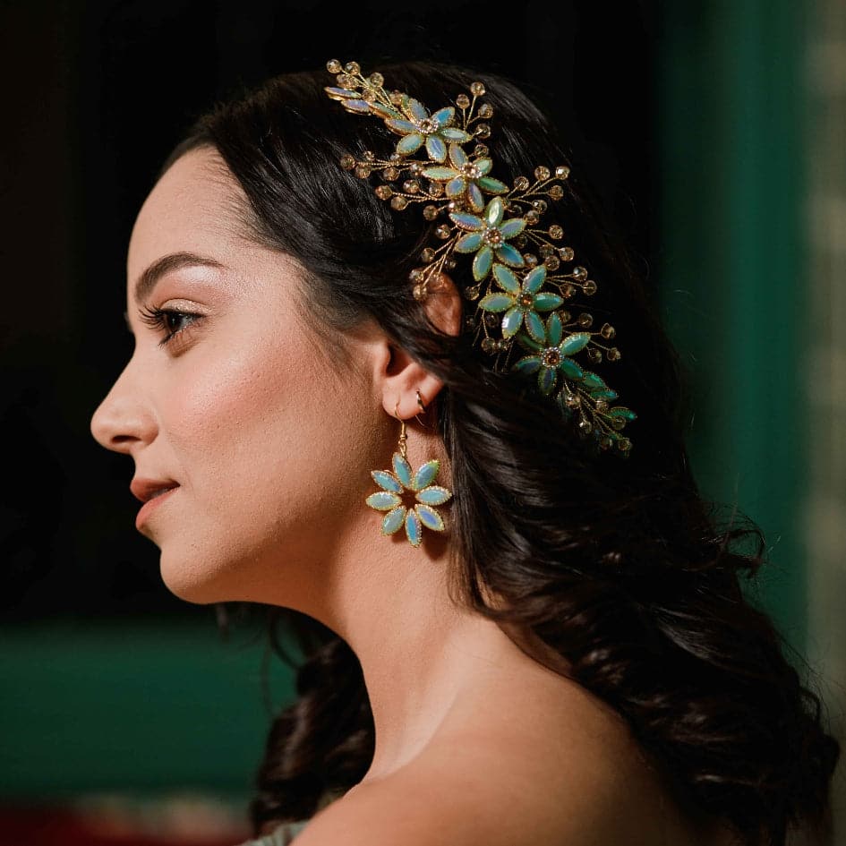 Broche de cheveux pour mariage cristal bleu