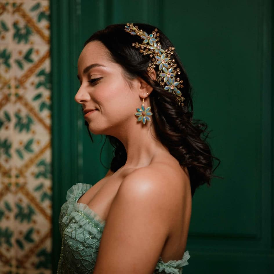 Broche de cheveux pour mariage cristal bleu