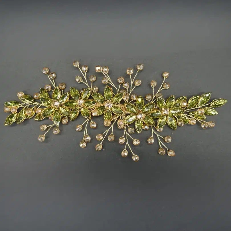 Broche vert floral chic pour cheveux