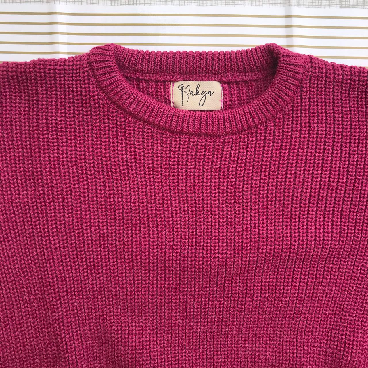 Pull rose oversize à motifs floraux personnalisable avec un prénom, Tricot en laine et coton