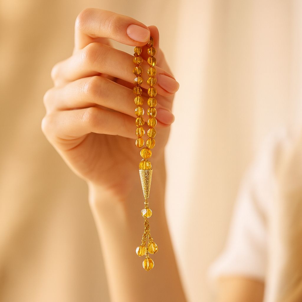 Chapelet raffiné en cristal de bohème jaune