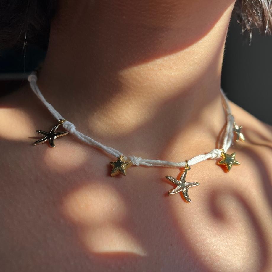 Collier étoile de mer dorée style bohème