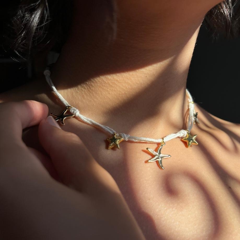Collier étoile de mer dorée style bohème
