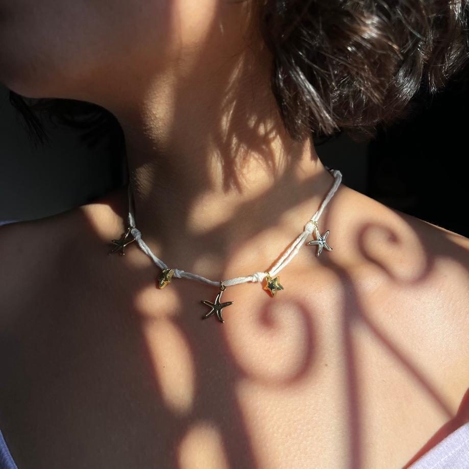 Collier étoile de mer dorée style bohème