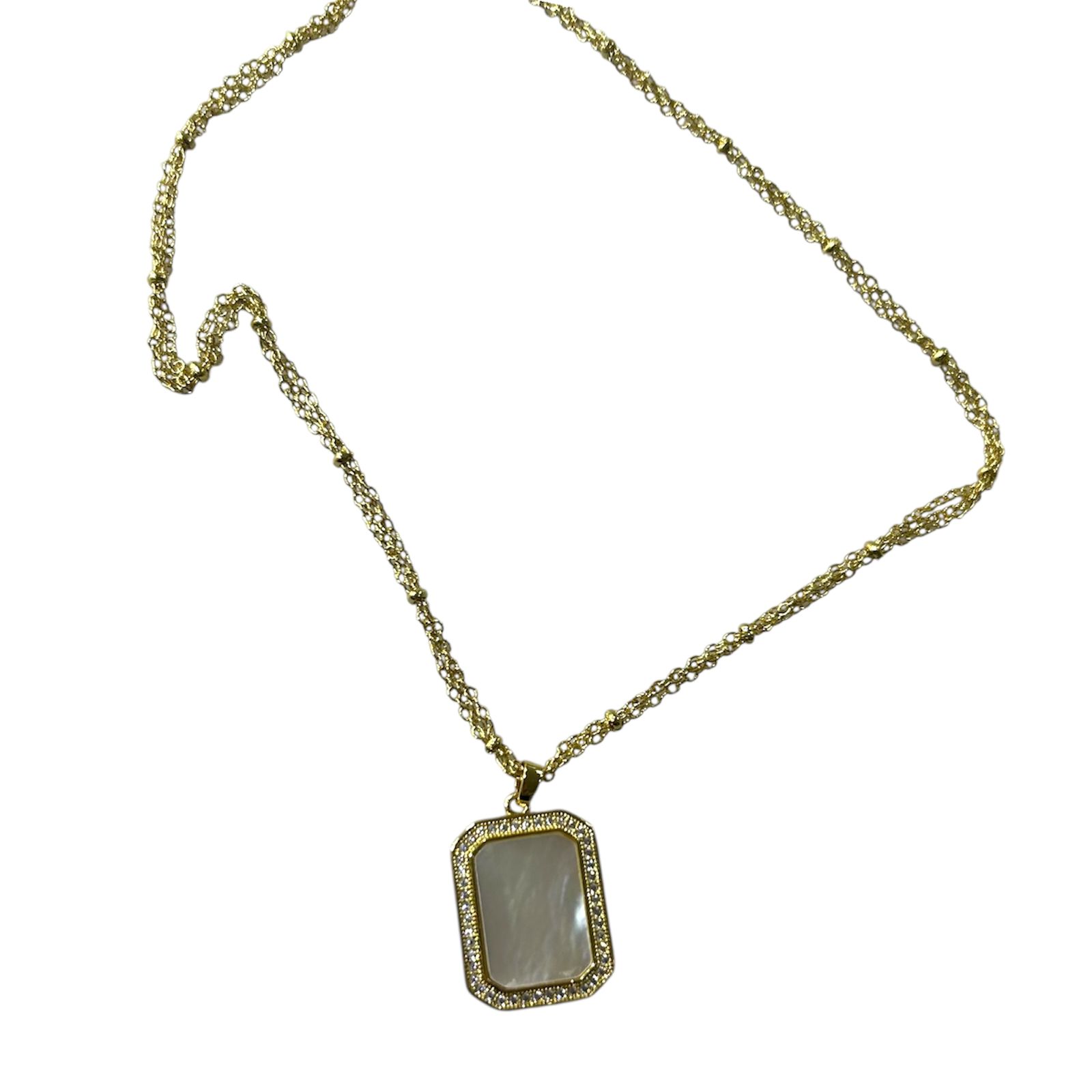 Collier avec pendentif nacre en acier inoxydable de qualité