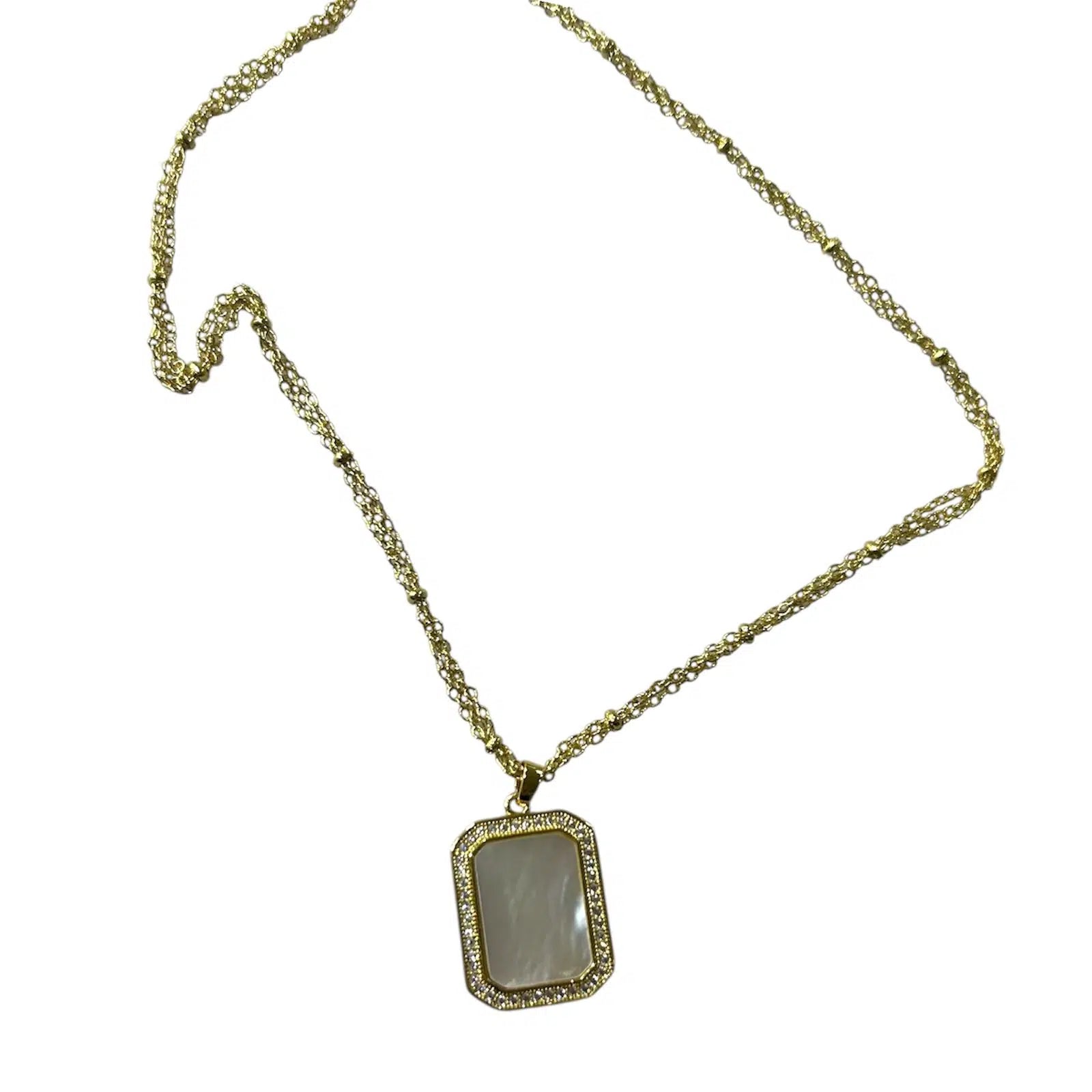 Collier avec pendentif nacre en acier inoxydable de qualité