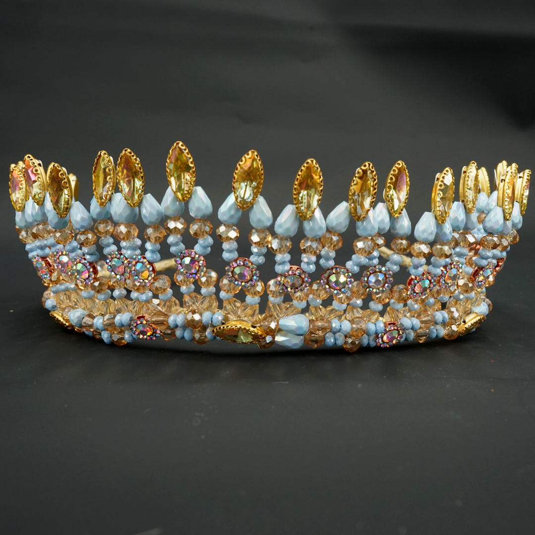 Couronne de Mariage couleur bleu, modelé reine royale