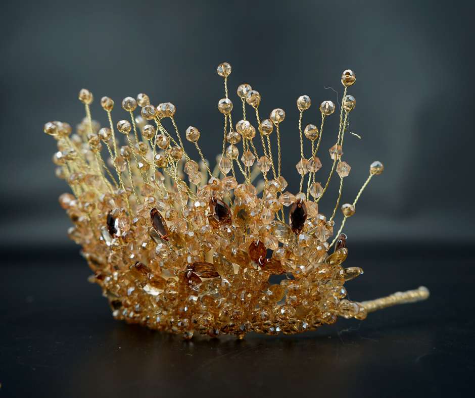 Couronne mariée D'orée; modèle filet linéaire