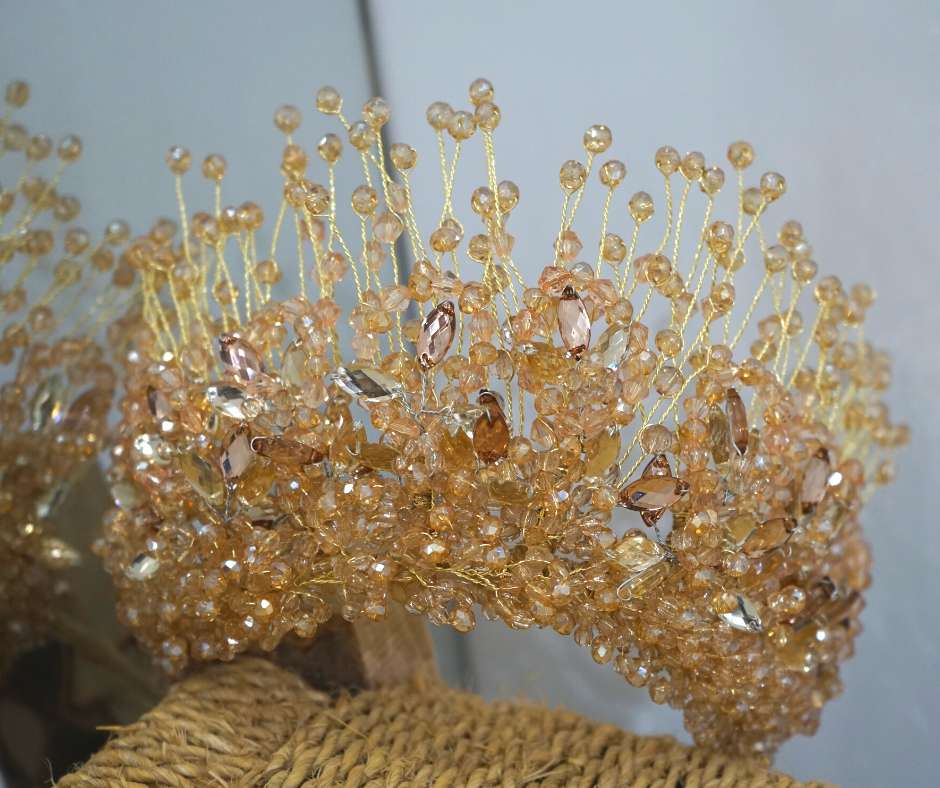 Couronne mariée D'orée; modèle filet linéaire